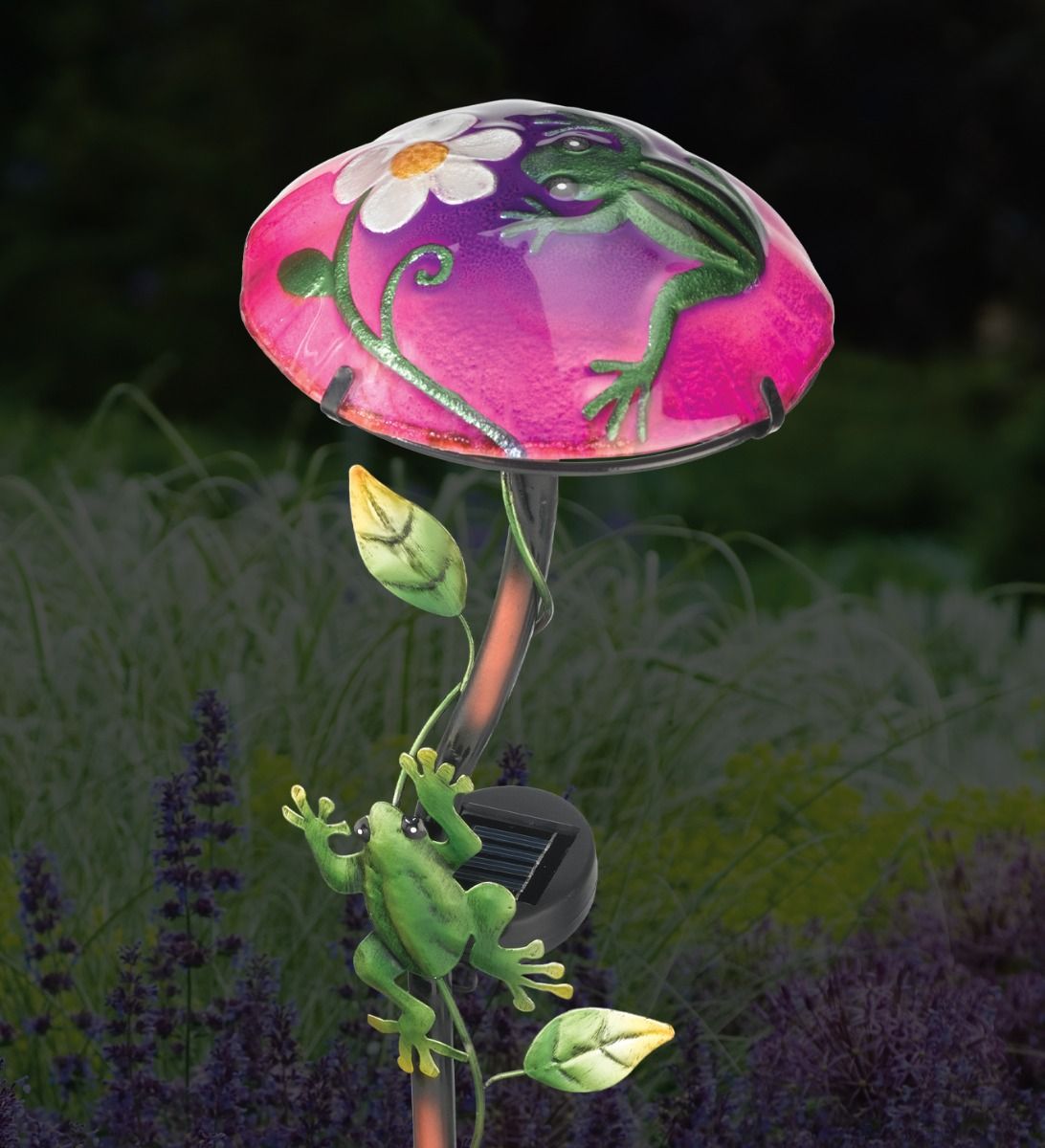 Solar Mushroom Stake - Frog