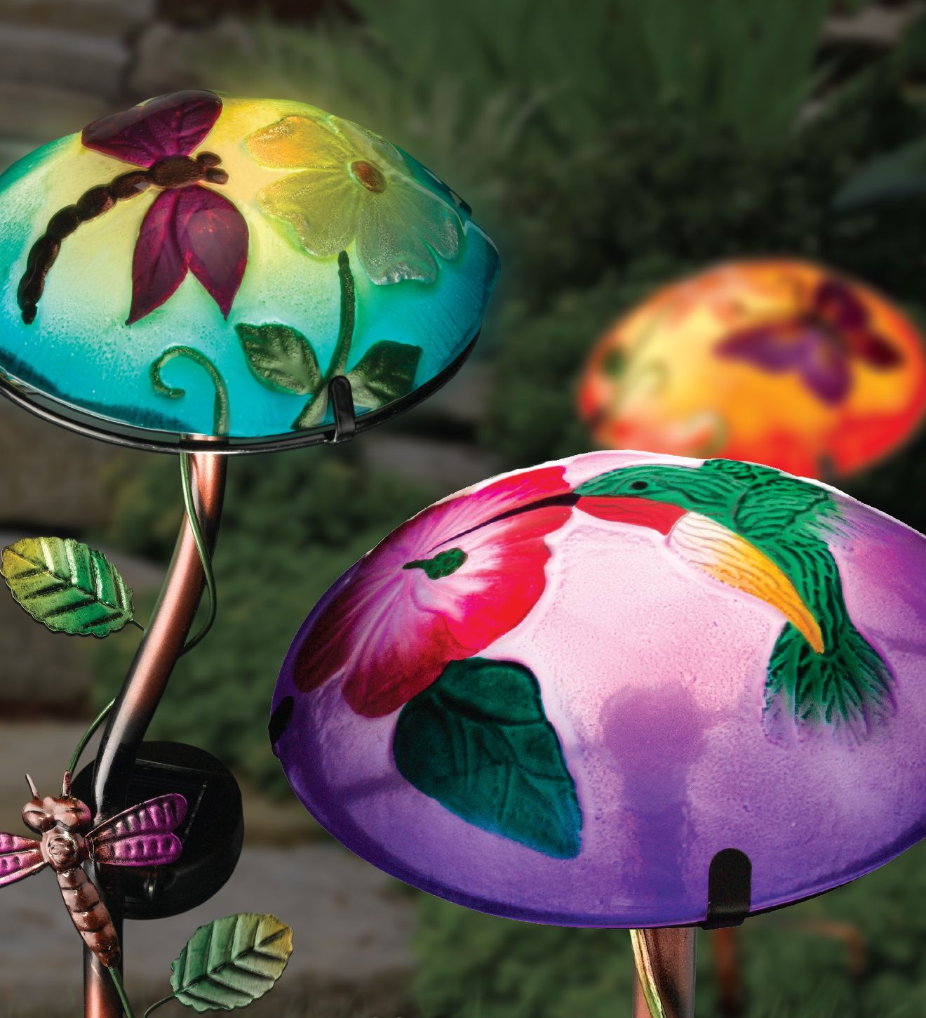 Solar Mushroom Stake - Hummingbird