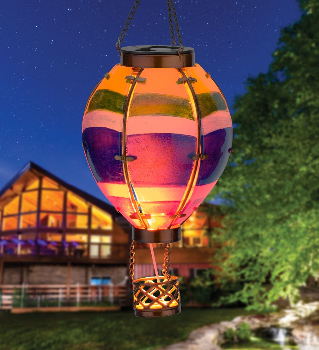 Hot Air Balloon Solar Lantern SM - Stripe